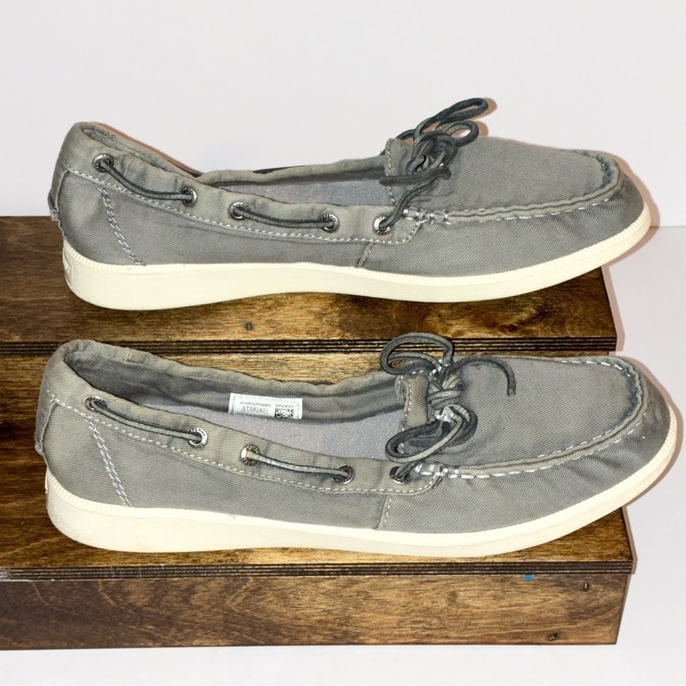 Sperry Top-Sider Seacoast Grey Canvas Slip On Boat Shoe Women's Size 9.5